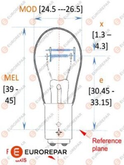 Лампа розжарювання P21/5W 12V 21/5W EUROREPAR 1616431380