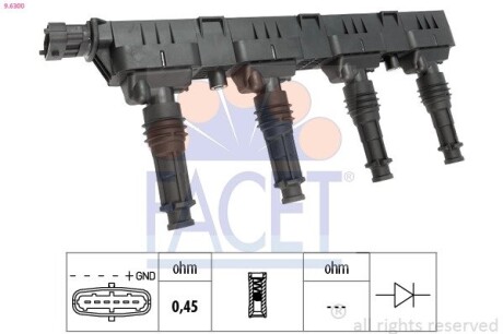 Катушка зажигания ASTRA/CORSA 1.2/1.4 00- FACET 9.6300