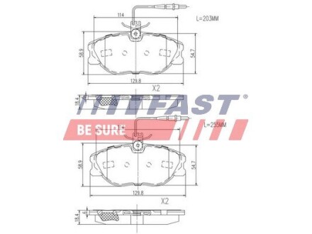 Колодки Гальмівні Fiat Scudo / Ulysse 95 Перед 2-Датчики 1.9 / 2.0 FAST FT29054 (фото 1)