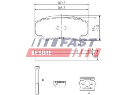 Колодки тормозные дисковые задние комплект CITROEN JUMPER 94-06, FIAT DUCATO 94-06 FAST FT29109