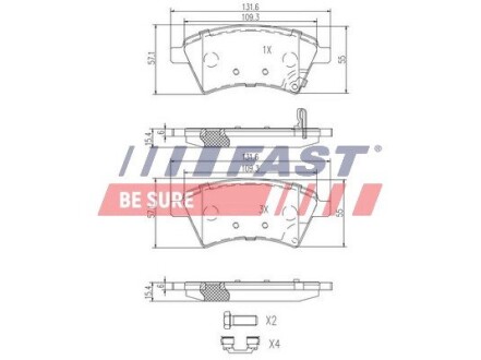 Колодки тормозные дисковые передние комплект FIAT SEDICI 06-14, SUZUKI SX-4 06-14 FAST FT29139