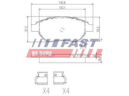 К-кт перед. гальм колодок Fiat/PSA 99- (без датч.) FAST FT29156