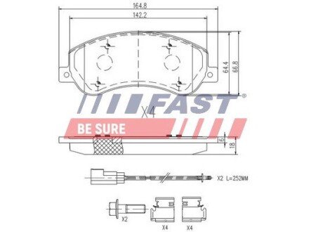 Колодки тормозные дисковые передние FORD TRANSIT 06-14, VW AMAROK 10- FAST FT29522