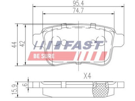 Колодки тормозные дисковые задние MERCEDES CITAN 12--, RENAULT KANGOO 97-17 FAST FT29528 (фото 1)