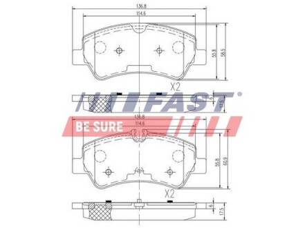 Колодки тормозные дисковые задние FORD TRANSIT 14- FAST FT29545