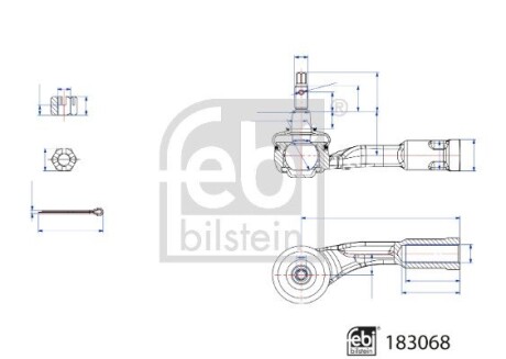 Наконечник рульової тяги з стопорною гайкою і шплінтом FEBI BILSTEIN 183068