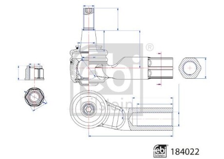 Наконечник тяги рульової з гайкою FEBI BILSTEIN 184022