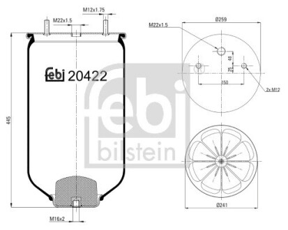 Пневмоподушка підвіски без поршня FEBI BILSTEIN 20422 (фото 1)