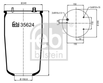 Пневмоподушка підвіски без поршня FEBI BILSTEIN 35624