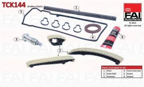 К-кт ланцюга ГРМ (TCK143 з прокладками і сальником наDB OM611 2.2Dci) Fischer Automotive One (FA1) TCK144