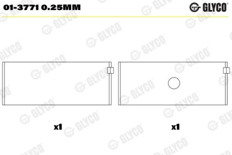 Вкладиші шатунні (4,5,6) MB OM601/OM602/OM603 Glyco 013771 0.25MM