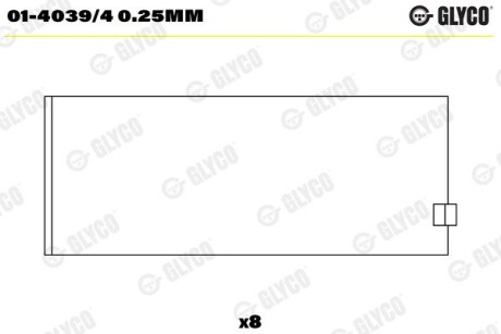 Вкладиш шатунний Glyco 01-4039/4 0.25MM (фото 1)