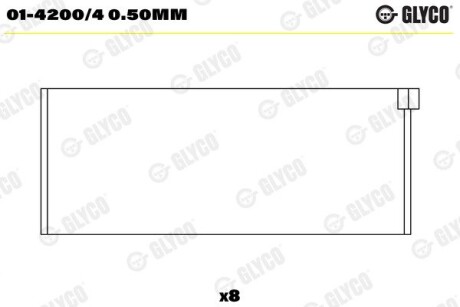 Пiдшипник шатуна (к-кт) Glyco 014200/4 0.50MM