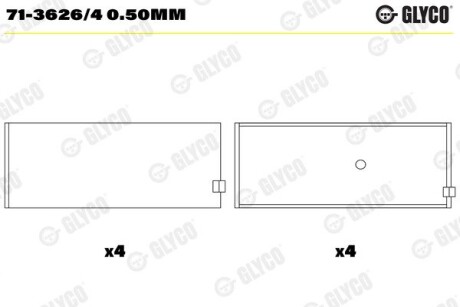 Пiдшипник шатуна (к-кт) Glyco 71-3626/4 0.50MM (фото 1)