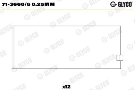 Вкладиші шатунні 0.25 Glyco 713660/6 0.25MM (фото 1)