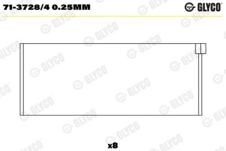 Пiдшипник шатуна (к-кт) Glyco 713728/4 0.25MM