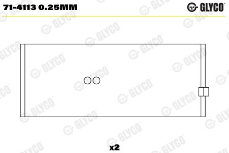 Вкладиші шатунні (1 шия). RVI MIDR 06.35.40 Glyco 714113 0.25MM