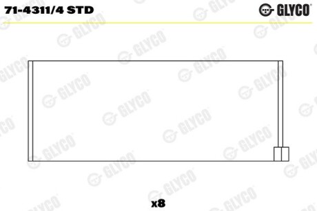 Комплект вкладишів двигуна Glyco 714311/4 STD