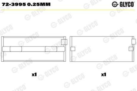 Комплект вкладишів двигуна Glyco 72-3995 0.25MM