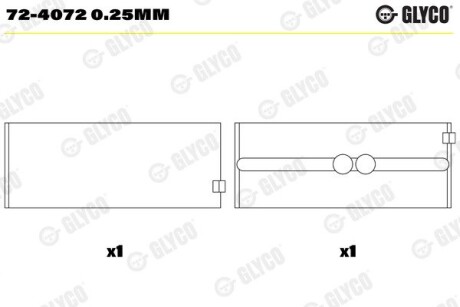 Вкладиші корінні 0,25 Glyco 724072 0.25MM