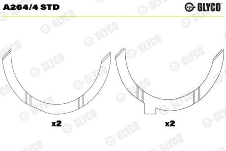 Півкільця розбігу валу. RVI MIDR 06.35.40 Glyco A264/4 STD