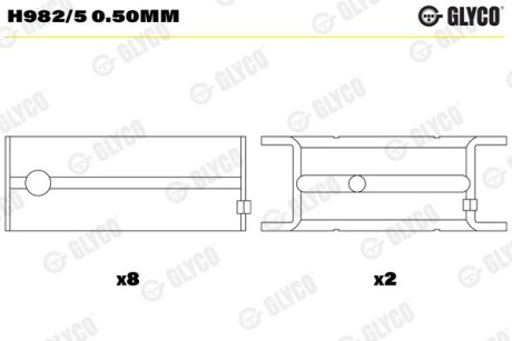 Комплект вкладишів двигуна Glyco H982/5 0.50MM