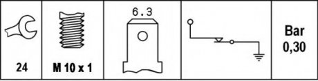 Датчик тиску масла 0.3 bar.(коричневий) Audi 80/100/VW Jetta 87- HELLA 6ZL 003 259-641 (фото 1)