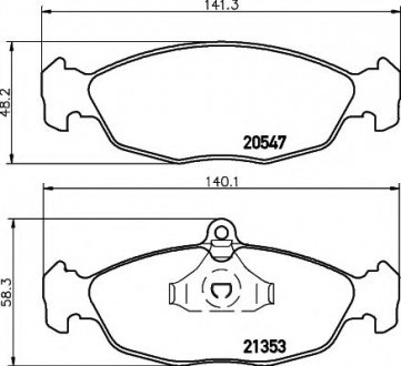 Колодки гальмівні передні Astra F/Combo 91-01 (ATE) HELLA 8DB355007-531