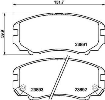 Гальмівні колодки перед Sonata 01-/Magentis 05- HELLA 8DB355010-991