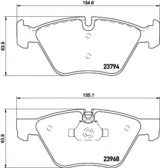 Колодки гальмівні передні BMW 3(E90)/1(E81) 04-13 (ATE) (154,8x63,6x20) HELLA 8DB355011-321 (фото 1)