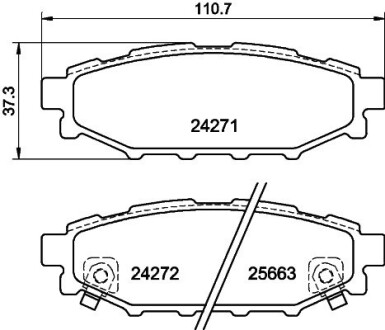 Гальмівні колодки зад. Subaru Forester/Legacy IV 03- HELLA 8DB355012-261