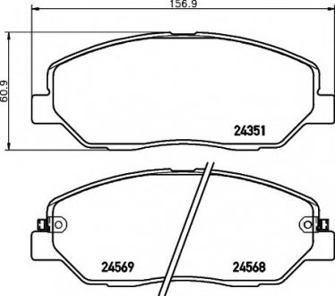 Гальмівні колодки дискові перед. Hyundai Santa Fe 2.2CRDI/2.7 V6 GLS 06- HELLA 8DB 355 012371