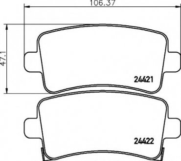 Гальмівні колодки задні Opel Insignia 08- (TRW) HELLA 8DB355012-991 (фото 1)