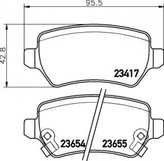 Гальмівнi колодки дисковi зад. Opel Astra G 98-, Meriva 03- HELLA 8DB 355 018-781