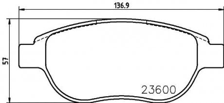 Гальмівні колодки перед. Berlingo/Partner 01-/Doblo 03- (137x57.3x19) HELLA 8DB355018-871