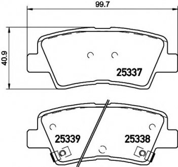 Гальмівні колодки дискові зад. Hyundai I30/Sonata 2.0 CRDi 06-/Kia Carens 13-/Ceed 12-/Ssangyong New Actyon/Korando 10- HELLA 8DB 355 019-981