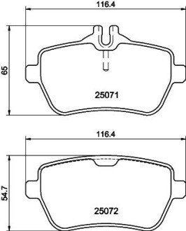 Колодки гальмiвнi дискові комплект; задн. HELLA 8DB355021511