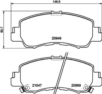 Колодки гальмівні, дискове гальмо HELLA 8DB355040521