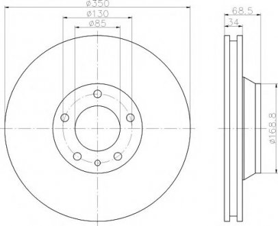 Диск гальмівний PRO перед. прав. Audi Q7 3.0TDI/Porsce Cayenne/VW Touareg 3.0TDI-6.0TDI 09.02- HELLA 8DD 355 109781