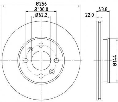 Гальмівний диск перед. Accent/Solaris/Rio 10- 1.1-1.6 (PRO) HELLA 8DD355117-981