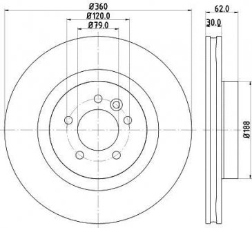 Диск гальмівний перед Land Rover Range Rover Sport 06-12 HELLA 8DD 355 118871