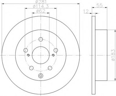 Диск гальмівний зад. Lexus RX270/350/450H 12-/Toyota Rav 4 IV 2.0D-3.5 08- HELLA 8DD 355 118-881