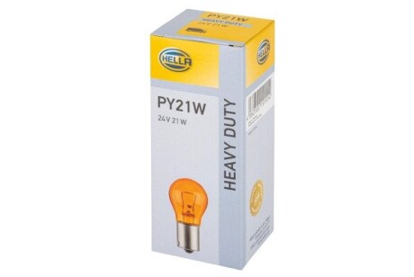 Лампа розжарювання, PY21W 24V 21W BAU 15s Amber HELLA 8GA006841241