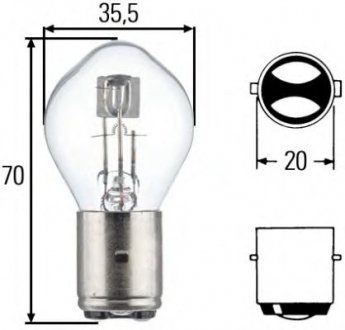 Лампа розжарювання S2 12V 35/35W BA20d HELLA 8GD 002 084-131