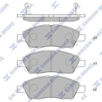 Колодки тормозные дисковые передние NISSAN MICRA 11-17, TIIDA 04-15, NISSAN NOTE 13- Hi-Q (SANGSIN) SP2084 (фото 1)