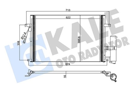 Радіатор кондиціонера Chevrolet Lacetti, Nubira - Daewoo Lacetti, Nubira Condenser OTO RADYATOR Kale 377100