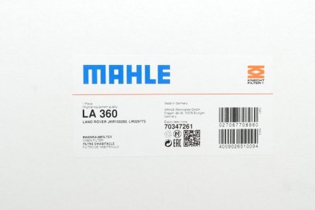 Фільтр салону MAHLE / KNECHT LA 360