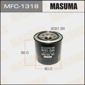 Фильтр масляный Kia, Hyundai, Mazda, MMC, Subaru, (83-) D=78.5mm, H=76mm, M20x1.5 MASUMA MFC1318 (фото 1)