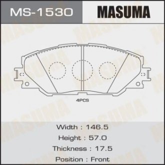 Колодки гальмівні передн Toyota Auris (10-), RAV 4 (05-16) (MS-1530) MASUMA MS1530