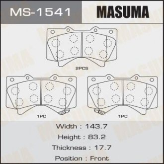 Колодка тормозная передняя Lexus LX570/ Toyota Land Cruiser (07-) MASUMA MS1541 (фото 1)